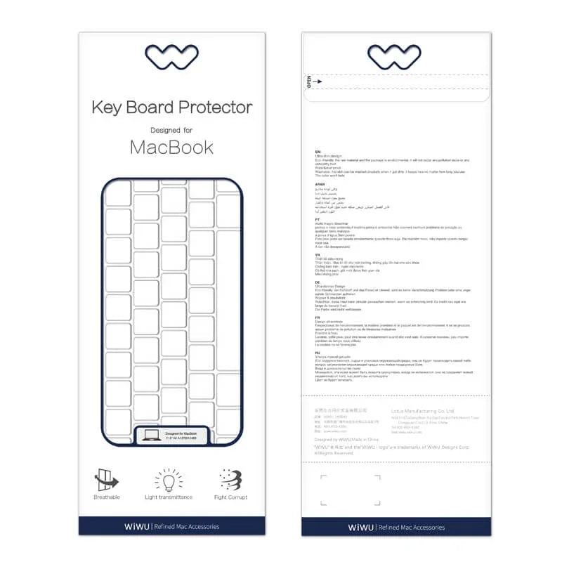 Wiwu Laptop Keyboard Protector For Macbook Air 13 - Clear - Tashqila Wiwu Laptop Keyboard Protector For Macbook Air 13 - Clear - Tashqila